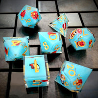 Thumbnail for Butterfly & Flower in Blue Filled Sharp Resin - 7pcs RPG Dice Set