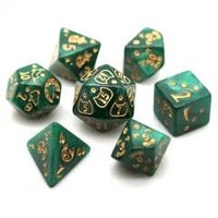 Thumbnail for Gold Cats on Green Acrylic - 7pcs RPG Full Dice Set