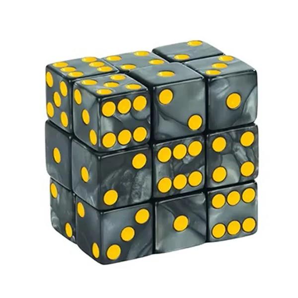 30pcs D6 16mm Dice Acrylic Blend Pips Square Yellow Font Black