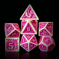 Thumbnail for Pink Vines on White Acrylic - 7pcs RPG Full Dice Set Dark Stack