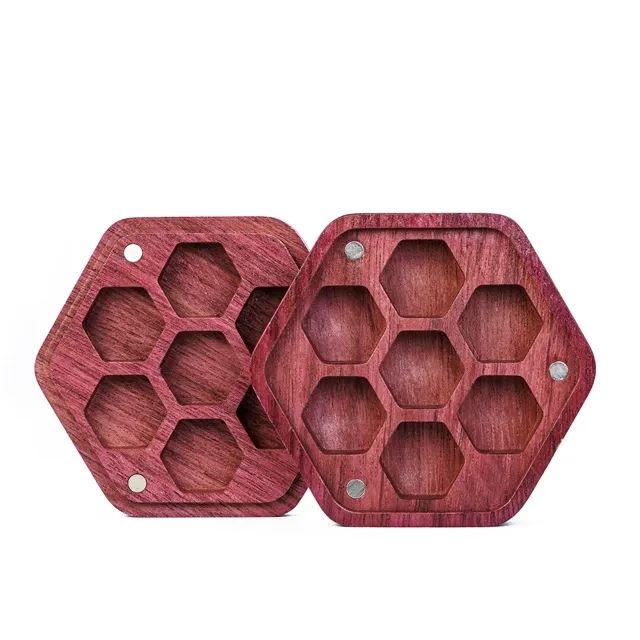 Purpleheart Wood with 7 Slots -  Magnetic Dice Storage