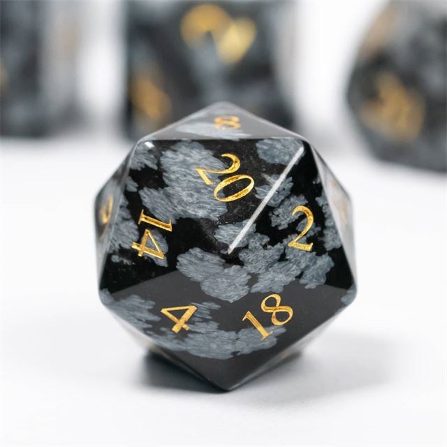 Splatter Black Snowflake Gemstone - 7pcs RPG Dice Set