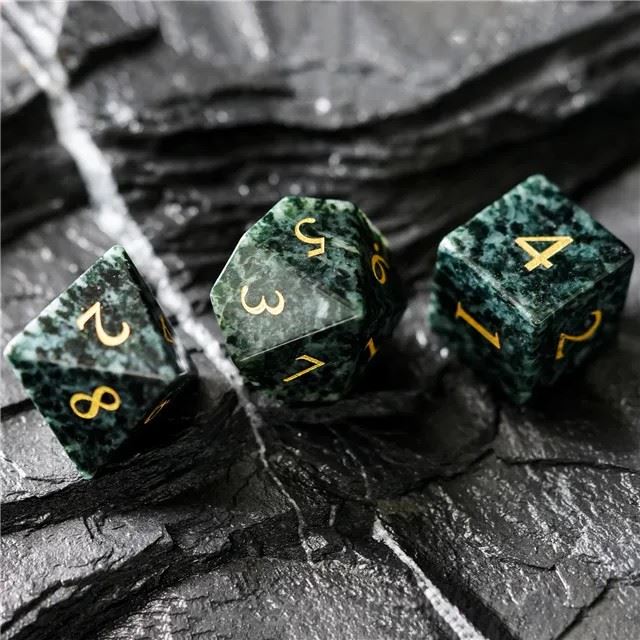 Green Granite Gemstone - 7pcs RPG Dice Set