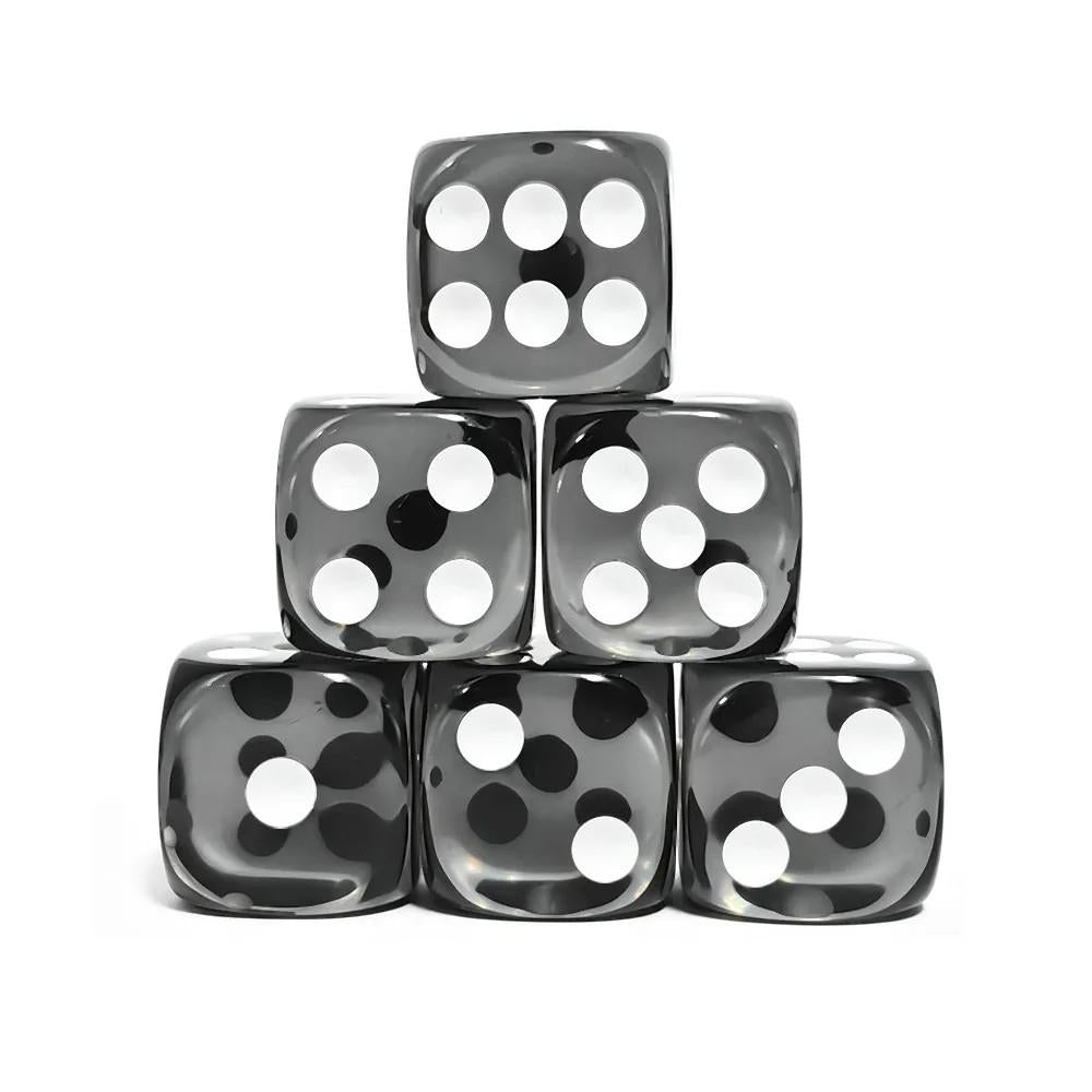 30pcs D6 16mm Dice Acrylic Pips White Font Clear Grey