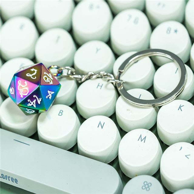 Rainbow Metal - D20 Keyring