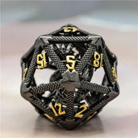 Thumbnail for Dragon in Black Metal - Hollow D20 RPG Dice