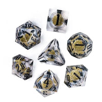 Thumbnail for Gold Glitter in Clear Liquid Filled Sharp Resin - 7pcs RPG Dice Set