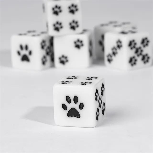 Paw on White Resin - 6pcs D6 RPG Dice Set