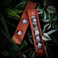 Thumbnail for 7pcs RPG Full Dice Set - Black Pattern on Silver Resin