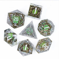 Thumbnail for Green Dragon Egg in Clear Filled Sharp Resin - 7pcs RPG Dice Set