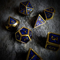 Thumbnail for Glitter Blue Enamel in Gold Metal - 7pcs RPG Dice Set