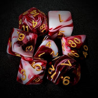 Thumbnail for Blend of White & Red Acrylic - 7pcs RPG Full Dice Set