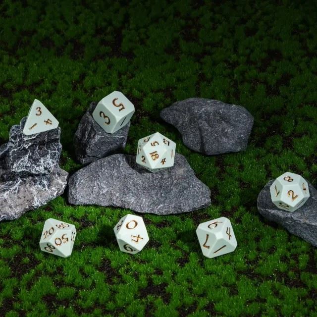 Gold on Solid Green Silicone - 7pcs RPG Full Dice Set