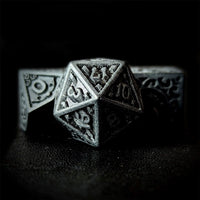 Thumbnail for Black Lattice on White Acrylic - 7pcs RPG Full Dice Set Close