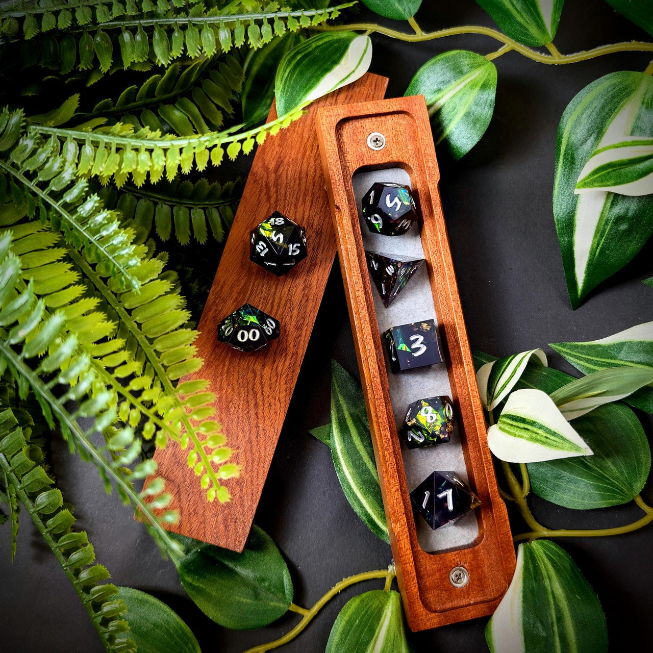Candy in Purple & Black Sharp Resin - 7pcs RPG Dice Set