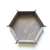 Thumbnail for Grey Velvet & Grey PU Leather - Hexagon Hard Dice Tray