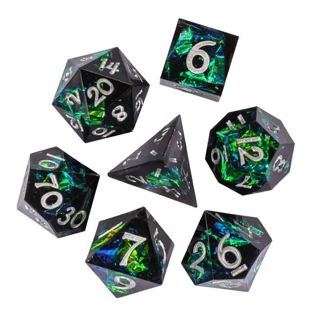 Candy in Black Mini Sharp Resin - 7pcs RPG Dice Set