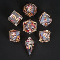 Thumbnail for Halloween Butterfly in Clear Filled Sharp Resin - 7pcs RPG Dice Set