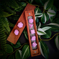 Thumbnail for Pink Lattice on White Acrylic - 7pcs RPG Full Dice Set