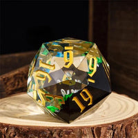 Thumbnail for Green Swan in Clear & Black Sharp Resin - D20 RPG Dice