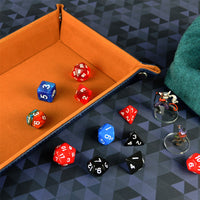 Thumbnail for Camel Velvet & Blue PU Leather - Rectangle Hard Dice Tray