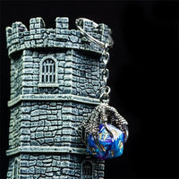 Thumbnail for Blue & Purple Acrylic in  Silver Metal Claw - D20 Keyring