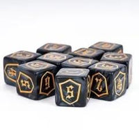 Thumbnail for 6pcs D6 16mm Dice Acrylic Gold Font Shield Black