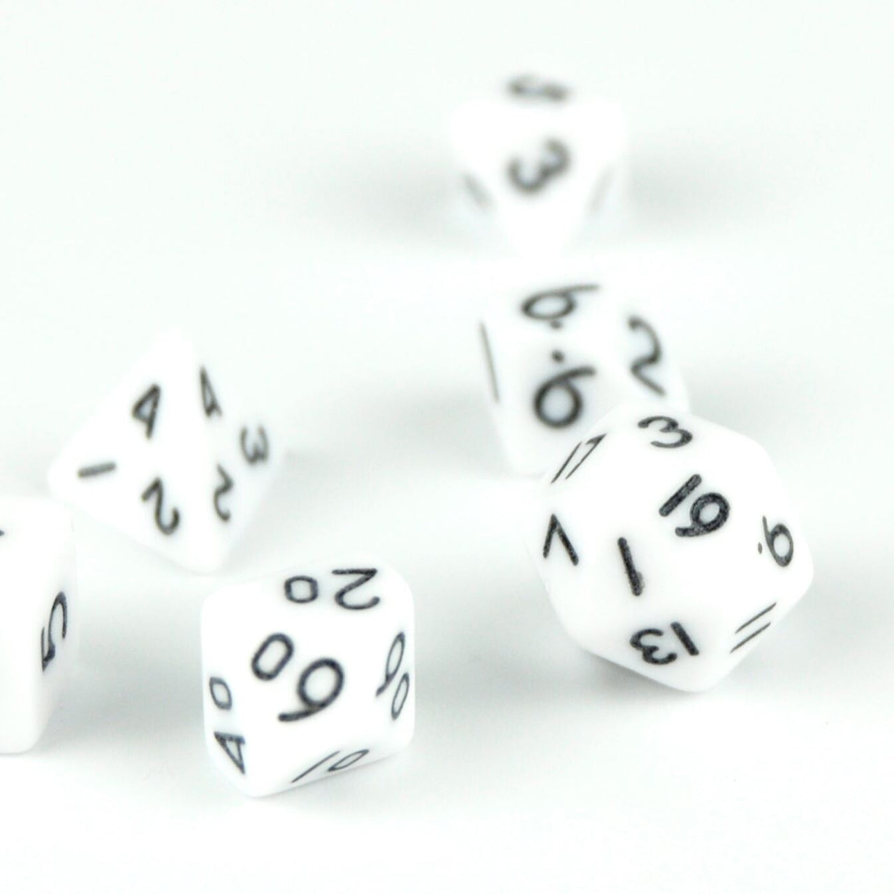 Solid White Acrylic - 7pcs RPG Mini Dice Set