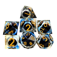 Thumbnail for 7pcs Dice Sharp Filled Liquid Gold Font Octopus Blue Clear