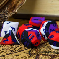 Thumbnail for Red & white Layered Silicone - 7pcs RPG Full Dice Set