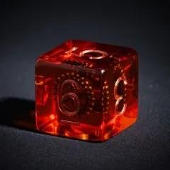 Cogs in Clear & Orange Resin - 7pcs RPG Full Dice Set