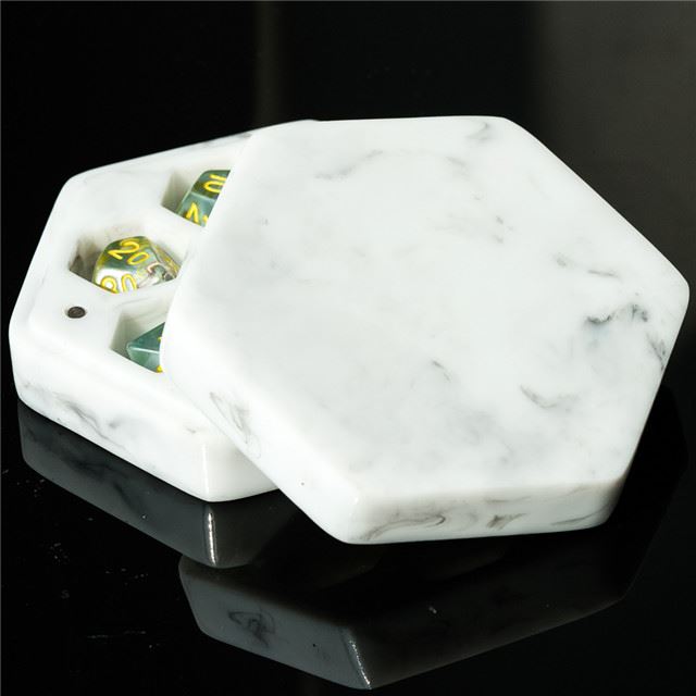 White Marble Resin with 7 Slots - Dice Storage