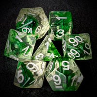 Thumbnail for Green Swirl in Clear Resin - 7pcs RPG Full Dice Set