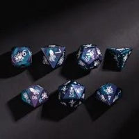 Thumbnail for 7pcs Dice Metal Aluminium White Font Octopus Blue Purple
