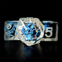 Thumbnail for Blue Skull in Clear Resin - 7pcs RPG Full Dice Set