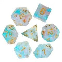 Thumbnail for Blue & Pink Swirl in Clear Resin - 7pcs RPG Full Dice Set