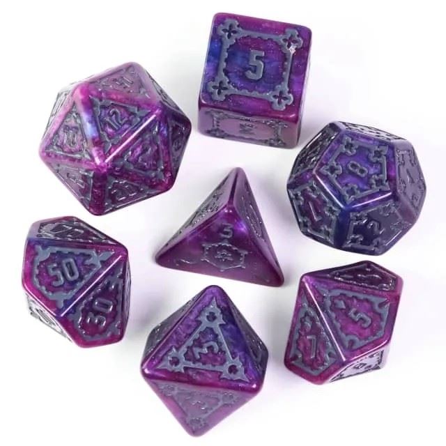 Castle on Purple Resin - 7pcs RPG Oversized Dice Set