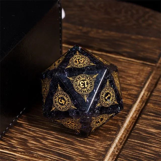 Astrology on Cracked Black Glass - D20 RPG Dice