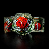 Thumbnail for Ladybird in Moss Clear Resin - 7pcs RPG Full Dice Set