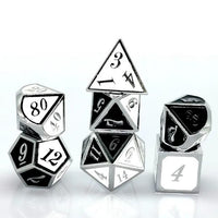 Thumbnail for 7pcs Dice Metal Enamel Silver Black White