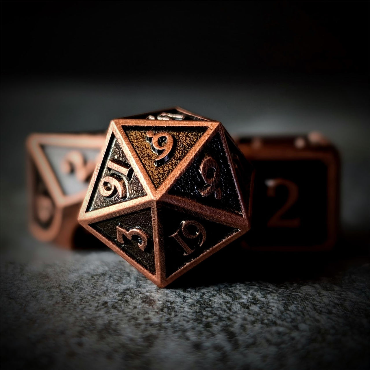 Brushed Copper Metal - 7pcs RPG Dice Set