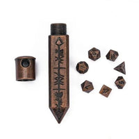 Thumbnail for Worn Wash and Copper Dwarven Totem with Mini Dice - Pendant