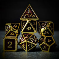 Thumbnail for Purple Enamel in Gold Metal - 7pcs RPG Dice Set