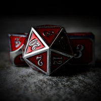 Thumbnail for Red Enamel in Silver Metal - 7pcs RPG Dice Set
