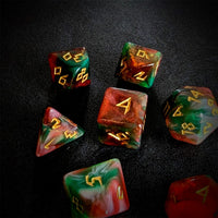 Thumbnail for Glitter in Green & Red Acrylic - 7pcs RPG Full Dice Set Scatter