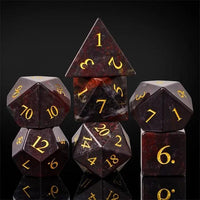 Thumbnail for 7pcs Dice Gem Stone Bloodstone Splatter Gold Font Red Black