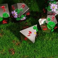 Thumbnail for Pink Lotus Flower in Silver Metal - 7pcs RPG Dice Set