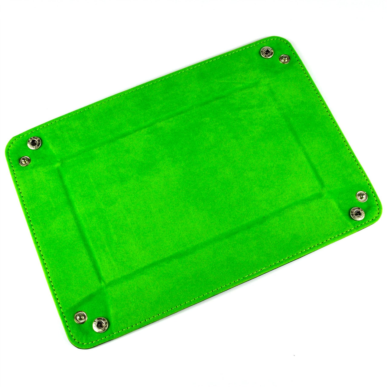 Green Velvet & Blue PU Leather - Rectangle Hard Dice Tray