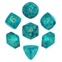 Thumbnail for 7pcs Dice Sharp Candy Facet Gold Font Blue
