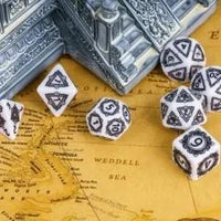 Thumbnail for 7pcs Dice Resin Pattern Dwarven Frame Black Font White